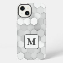 Monogram White & Gray Geometric Hexagon Pattern