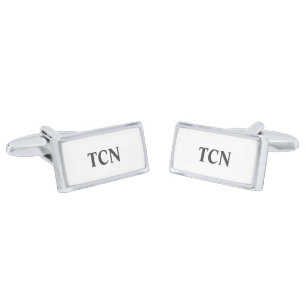 Monogram White Gray Silver Formal Classic Wedding Cufflinks