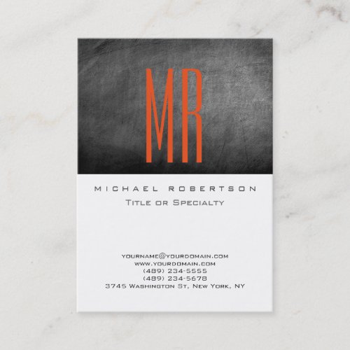 Monogram White Grey Chalkboard Large Business Card