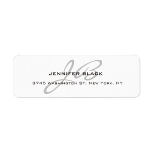 Monogram White Grey Color Plain Modern Minimalist Label