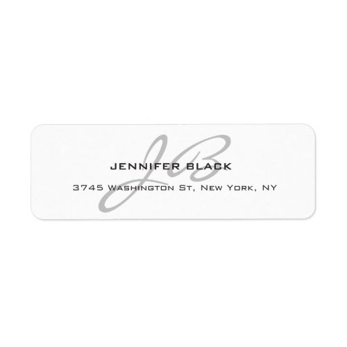 Monogram White Grey Color Plain Modern Minimalist Label