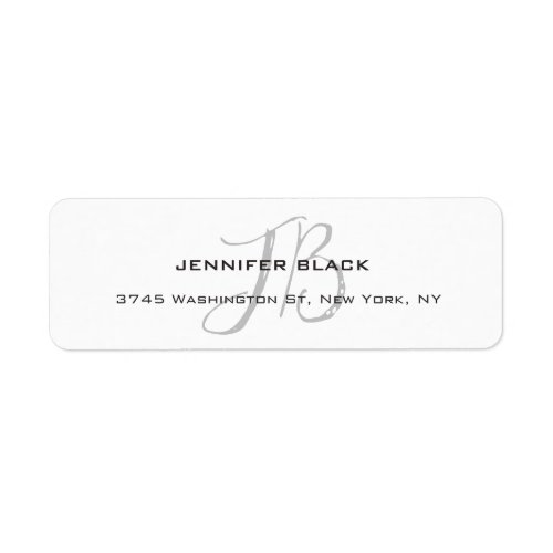 Monogram White Grey Color Plain Modern Minimalist Label