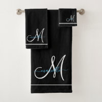 Monogram White Initial Turquoise Script Name