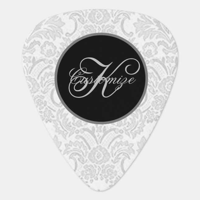 Monogram White Lace Guitar Pick (Front)