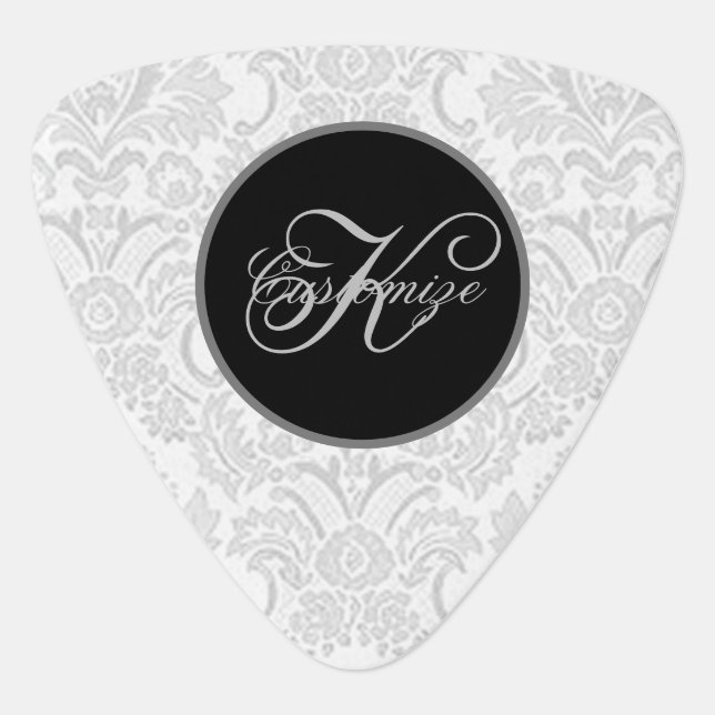 Monogram White Lace Triangle Guitar Pick (Front)