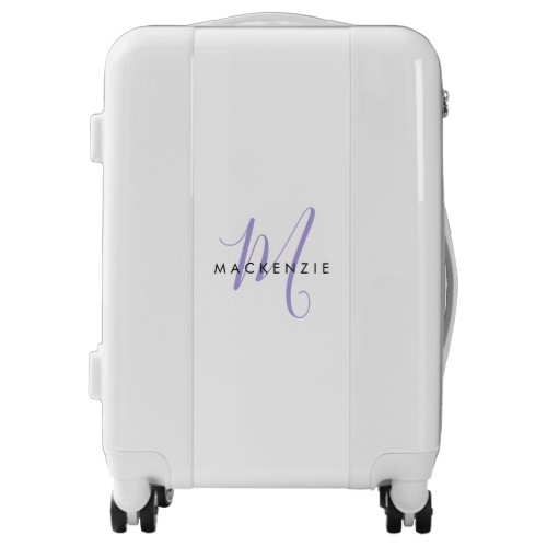 Monogram White Lavender Modern Minimalist Initial  Luggage