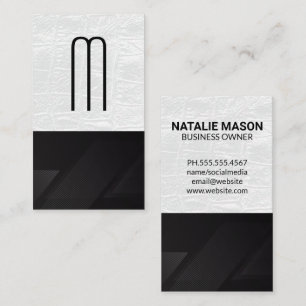 Monogram White Leather Line Pattern Business Card
