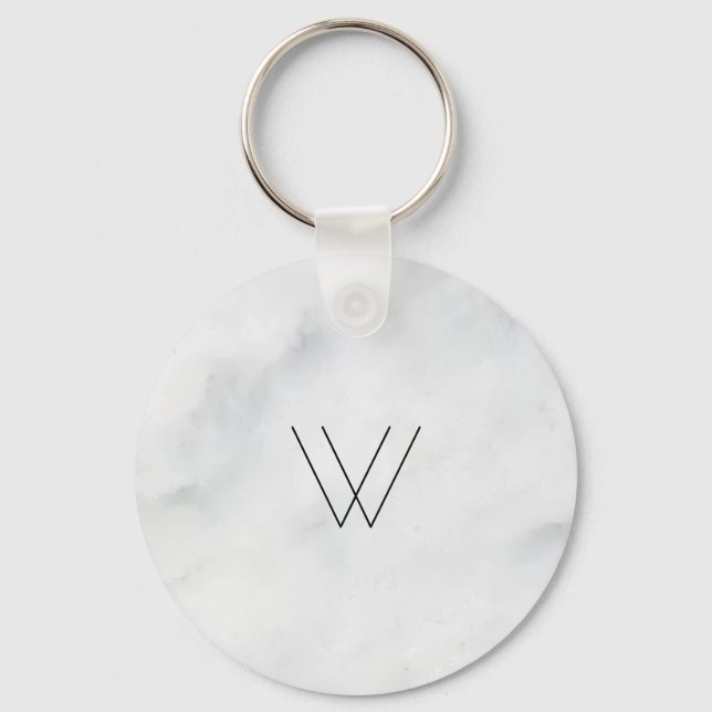 Monogram White Marble Keychain (Front)