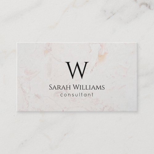 Monogram White Marble Simple Modern Black Initial Business Card