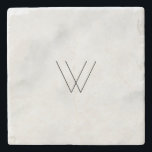 Monogram White Marble Stone Coaster<br><div class="desc">White Marble background. Elegant monogrammed.</div>