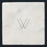 Monogram White Marble Stone Coaster<br><div class="desc">White Marble background. Elegant monogrammed.</div>