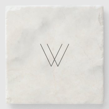 Monogram White Marble Stone Coaster by RicardoArtes at Zazzle