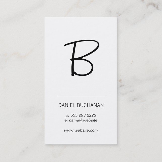 Monogram / White / Minimal Business Card (Front)