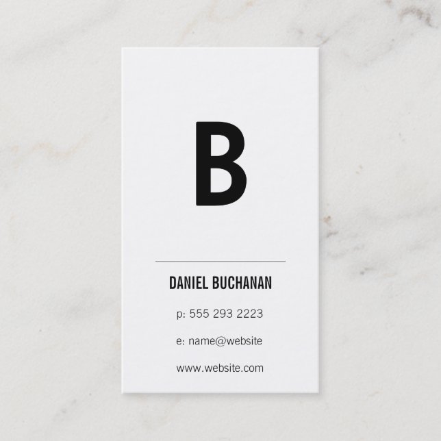 Monogram / White / Minimal Business Card (Front)