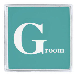 Monogram White on Aqua or Any Custom Color Silver Finish Lapel Pin