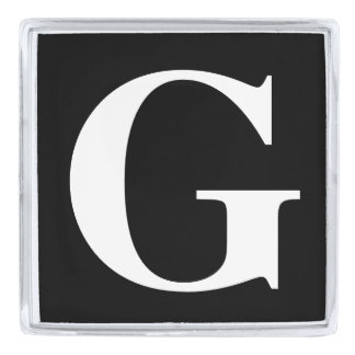 Monogram White on Black or Any Custom Color Silver Finish Lapel Pin