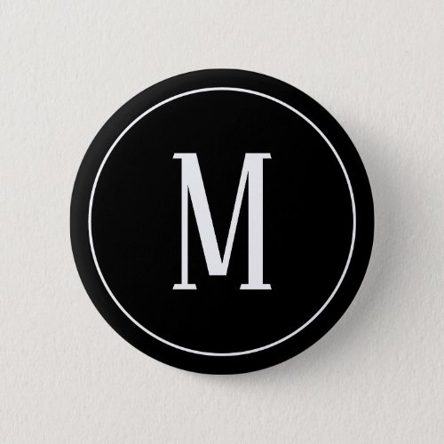 Monogram White on Black Round Button