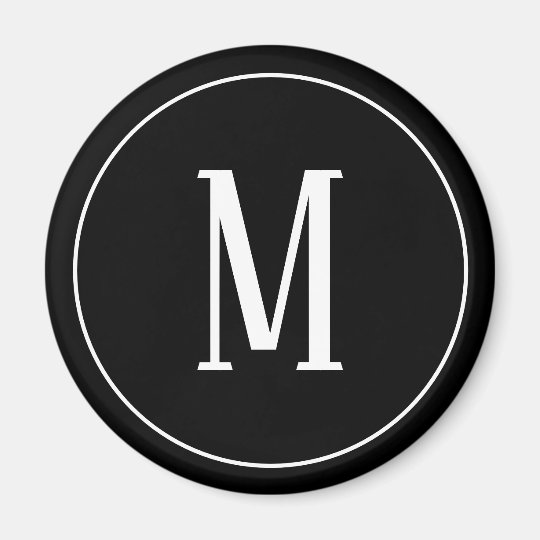 white on black monogram magnet