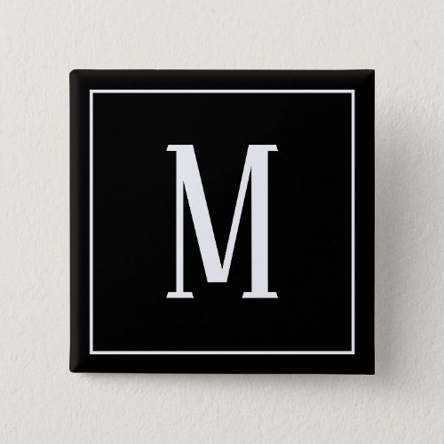 Monogram White on Black Square Button