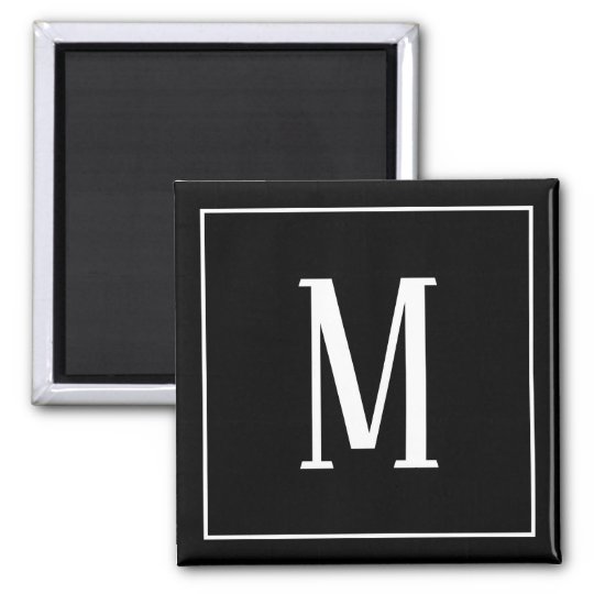 white on black monogram magnet