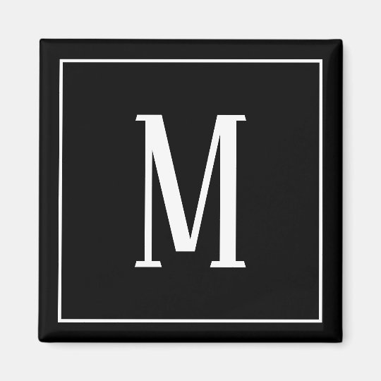 white on black monogram magnet