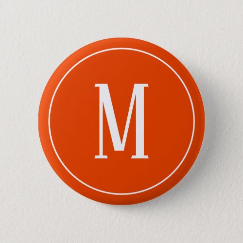 Monogram White on Bright Orange Round Button