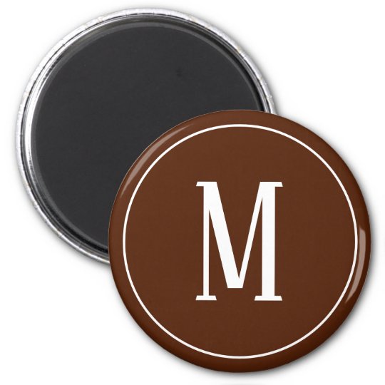 white on brown monogram magnet