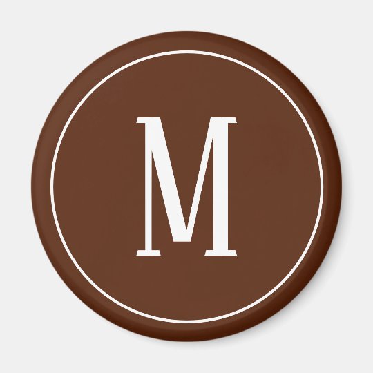 white on brown monogram magnet