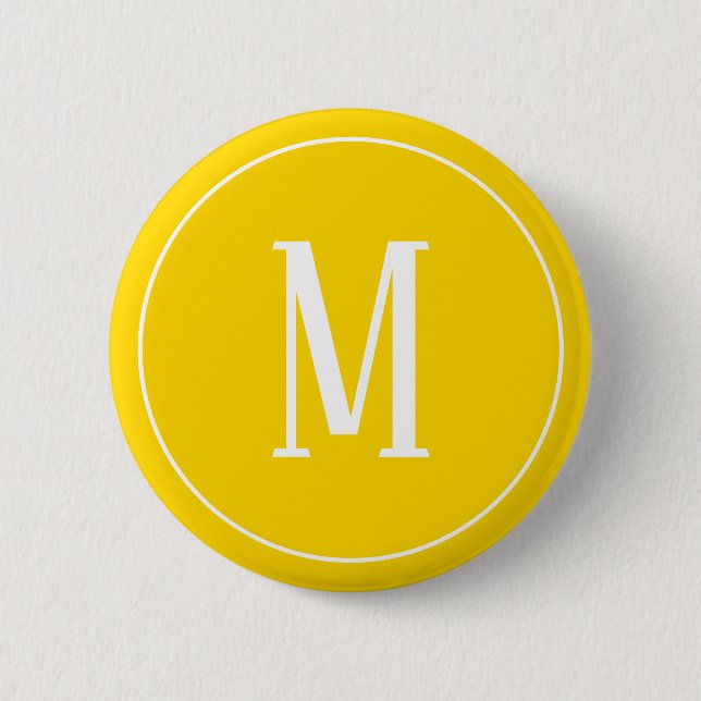 Monogram White on Golden Yellow Round Button (Front)