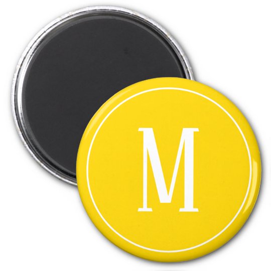 white on golden yellow monogram magnet