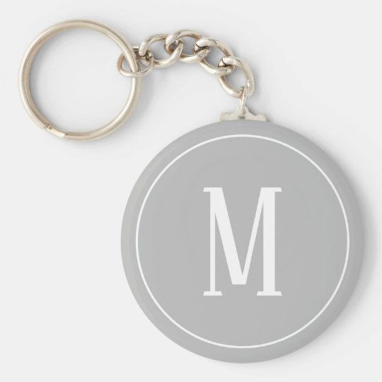 white on gray monogram keychain