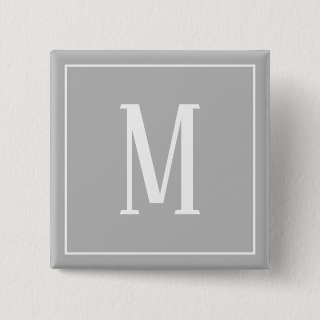 Monogram White on Gray Square Button (Front)