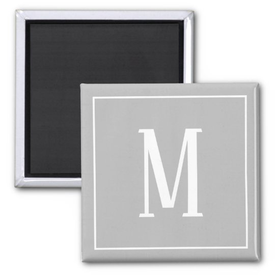 white on gray monogram magnet