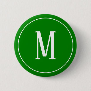 Monogram White on Green Round Button