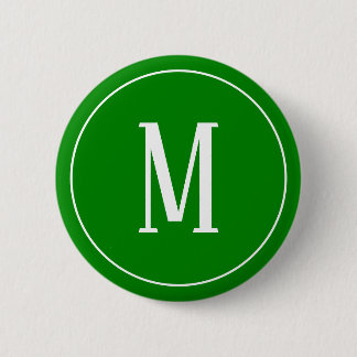 Monogram White on Green Round Button