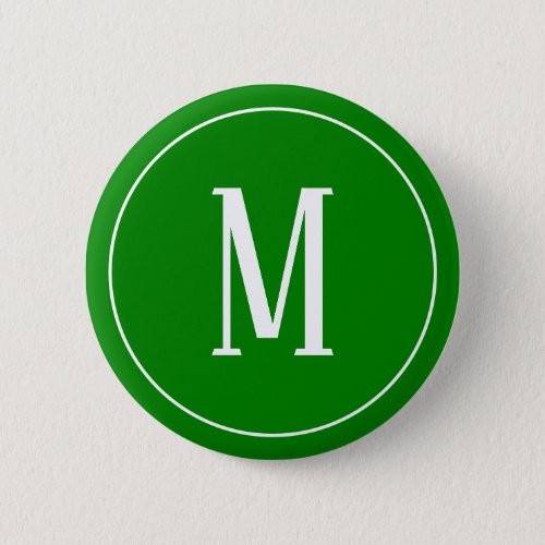 Monogram White on Green Round Button