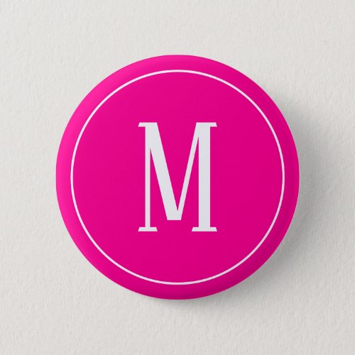 Monogram White on Hot Pink Round Button