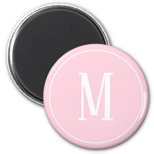 white on light pink monogram magnet