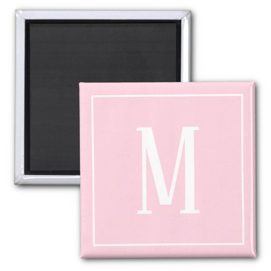 white on light pink monogram magnet
