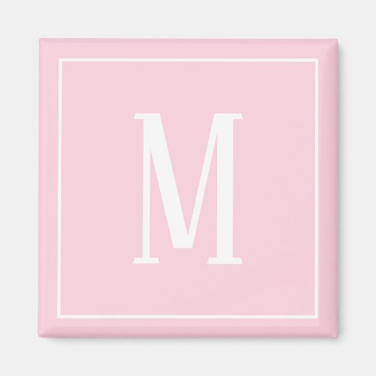 white on light pink monogram magnet