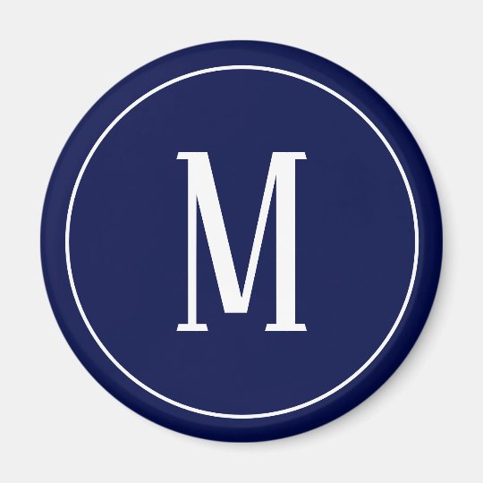 white on navy blue monogram magnet