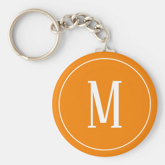 white on orange monogram keychain