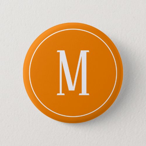 Monogram White on Orange Round Button