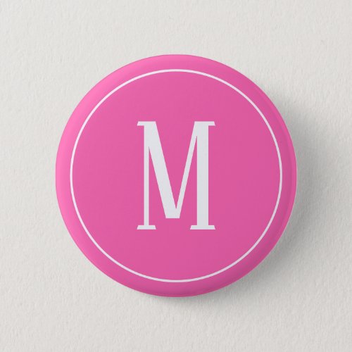 Monogram White on Pink Round Button