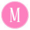 Monogram White on Pink Round Sticker