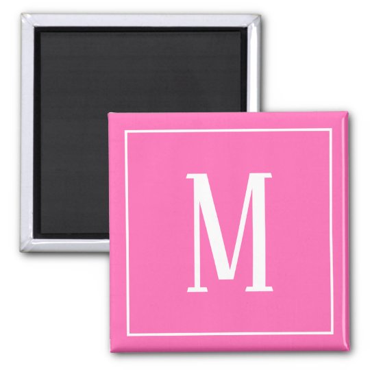 white on pink monogram magnet