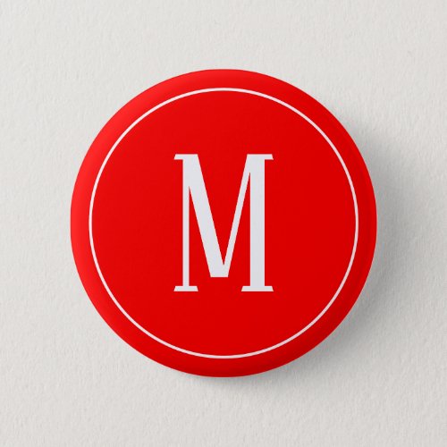 Monogram White on Red Round Button