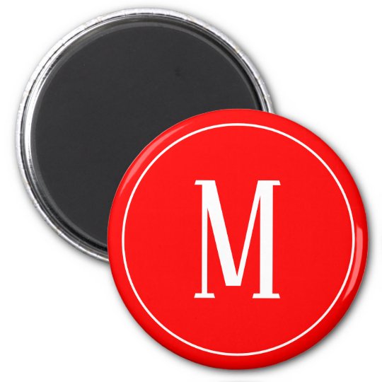 white on red monogram magnet