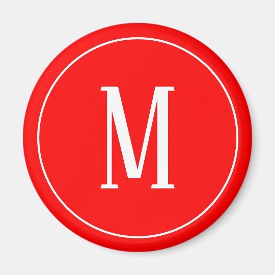 white on red monogram magnet