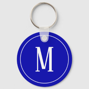 Monogram White on Royal Blue Keychain